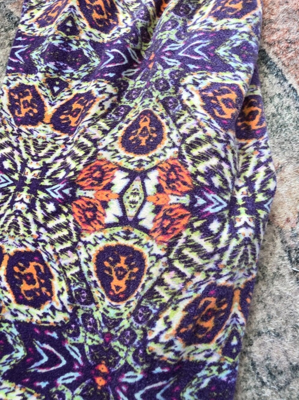 LuLaRoe Purple, Orange & Green Patterned Leggings